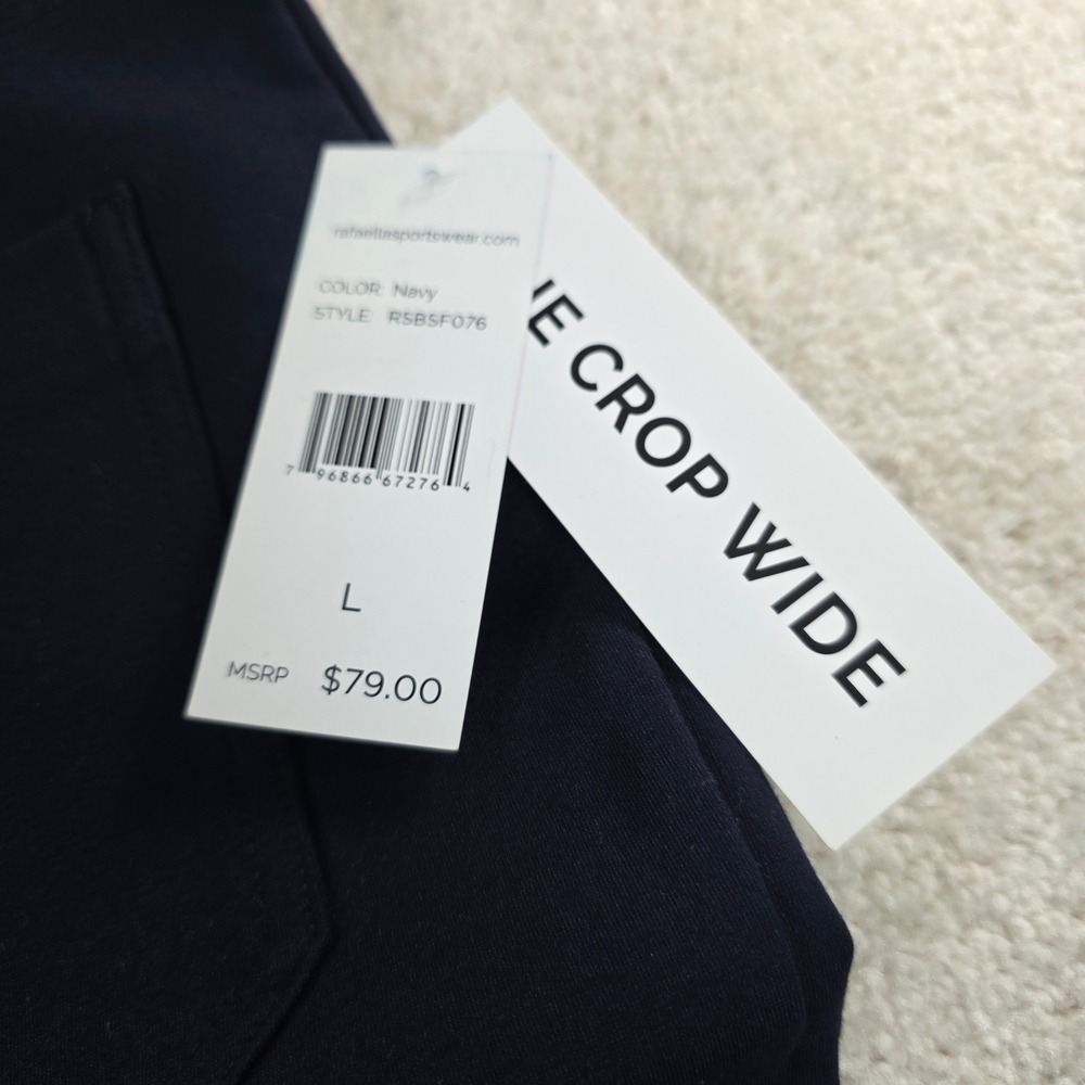Rafaella Crop Wide Leg Pants Womens Large Navy Blue High Rise Stretch NEW NWT - Picture 2 of 8